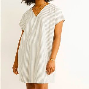 Button-Back Easy Dress in Sage Mist Stripe NWT